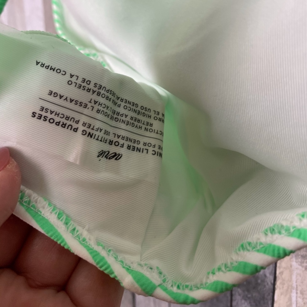 Aerie Green Seersucker Stripe Cheeky Bottom Large - Picture 7 of 13